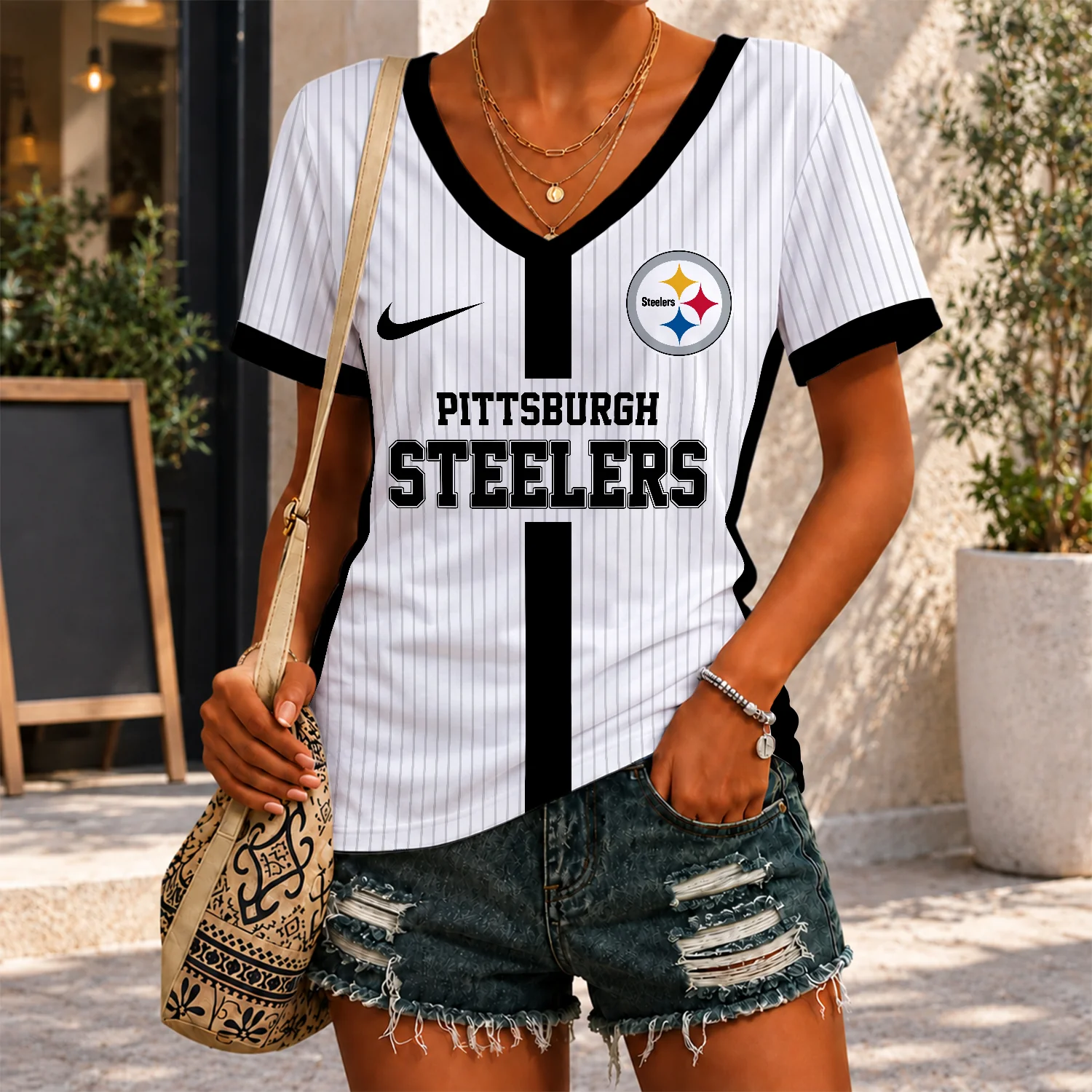Limited Edition – Customized NFL Pittsburgh Steelers V-Neck Female Shirt