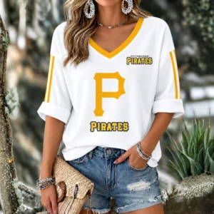 Limited Edition – Customized MLB Pittsburgh Pirates Women’s Heart V-Neck Long Sleeve Shirt