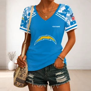 Limited Edition – Customized NFL Los Angeles Chargers V-Neck Female Shirt