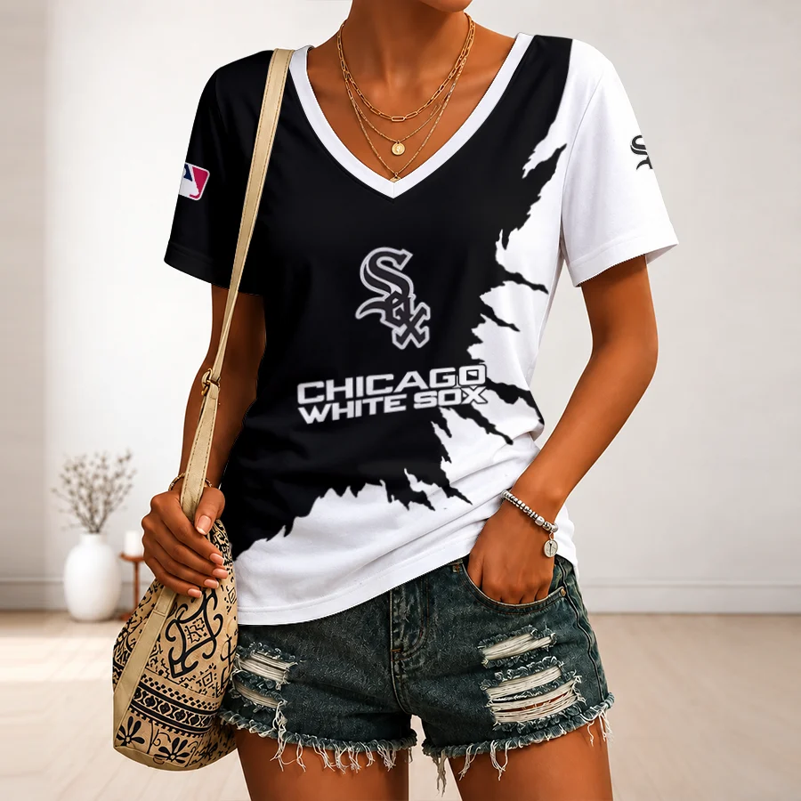 Limited Edition – Customized MLB Chicago White Sox V-Neck Female Shirt