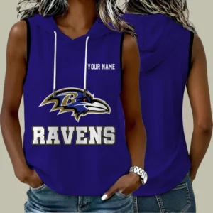 Limited Edition – Customized NFL Baltimore Ravens Women’s Sleeveless Hooded Pocket Tank Top