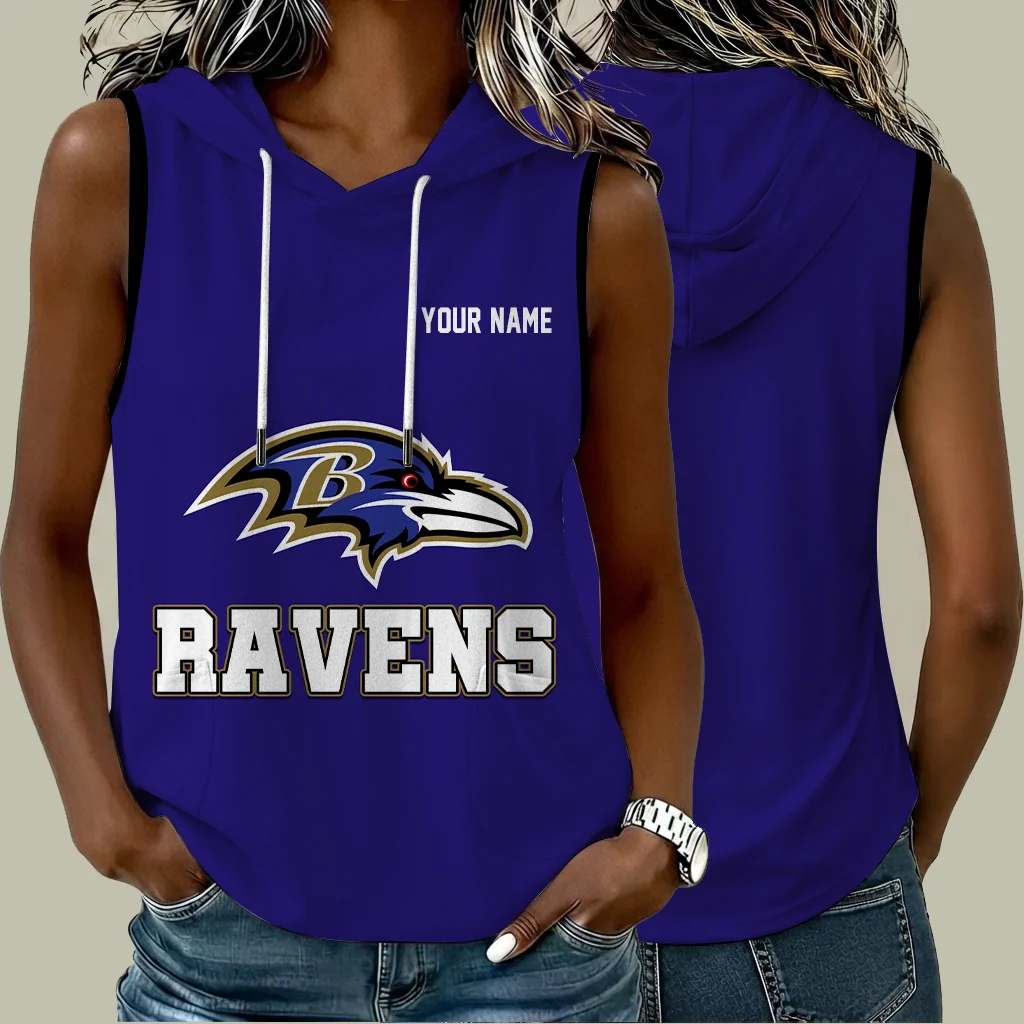 Limited Edition – Customized NFL Baltimore Ravens Women’s Sleeveless Hooded Pocket Tank Top