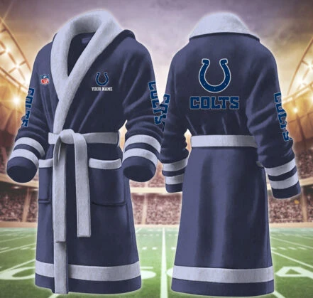 Limited Edition – Customized NFL Indianapolis Colts Multicolor Fleece Bathrobe - Image 5