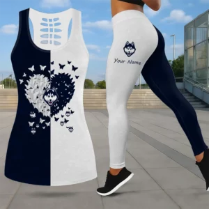 Limited Edition – Customized NCAA Uconn Huskies Leggings & Hollow Tank Top Set