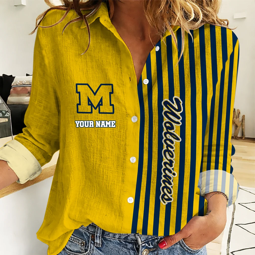 Limited Edition – Customized NCAA Michigan Wolverines Women Casual Shirt For Fan
