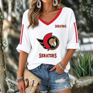 Limited Edition – Customized NHL Ottawa Senators Women’s Heart V-Neck Long Sleeve Shirt