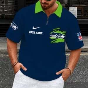 Limited Edition – Customized NFL Seattle Seahawks Quarter-Zip Polo Shirt