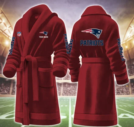 Limited Edition – Customized NFL New England Patriots Multicolor Fleece Bathrobe - Image 7