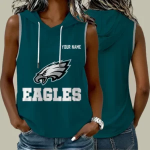 Limited Edition – Customized NFL Philadelphia Eagles Women’s Sleeveless Hooded Pocket Tank Top