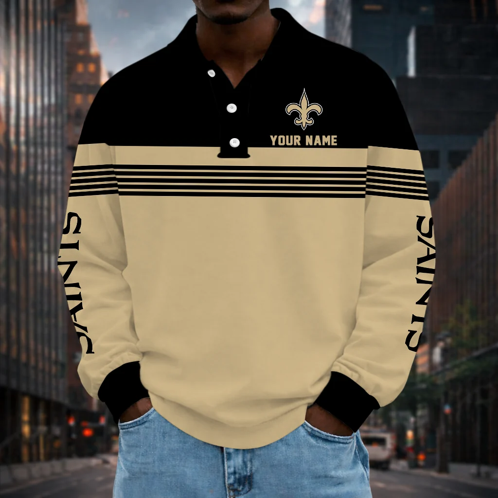 Limited Edition – Customized NFL New Orleans Saints Long Sleeve Polo Shirt