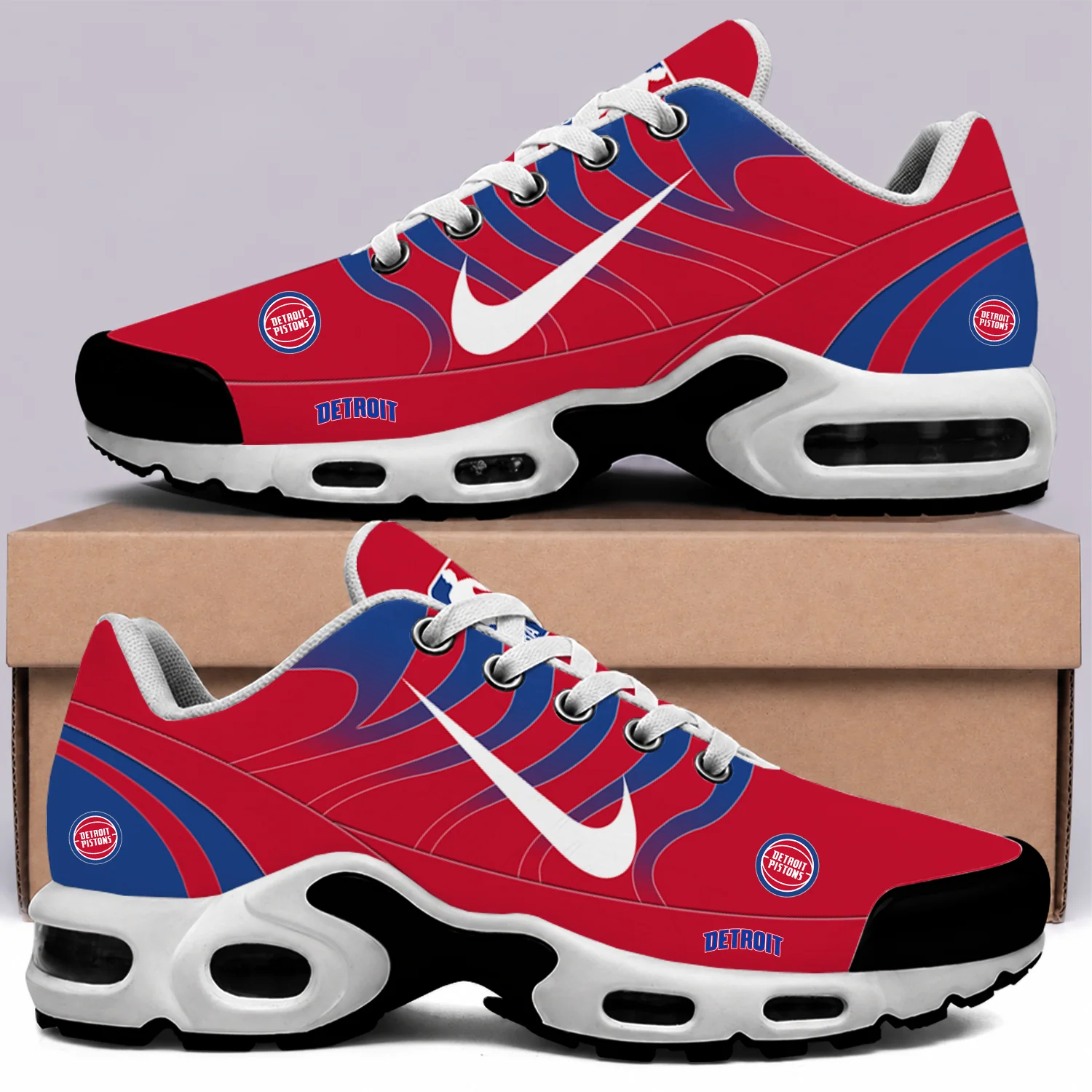 Limited Edition – Customized NBA Detroit Pistons Air Max Plus Sneakers