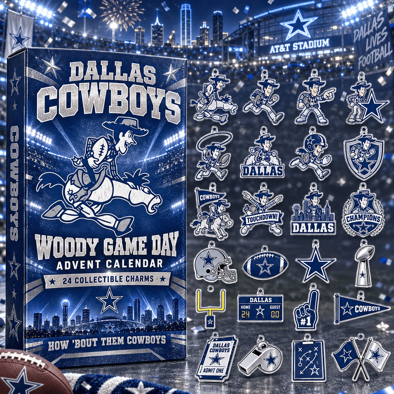 Dallas Cowboys X Woody Football Advent Calendar 2026 Holiday Gift For Cowboys Supporters