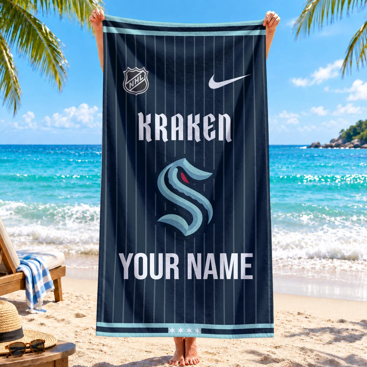 Limited Edition – Customized NHL Seattle Kraken Beach Towel