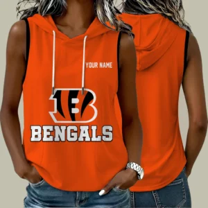 Limited Edition – Customized NFL Cincinnati Bengals Women’s Sleeveless Hooded Pocket Tank Top