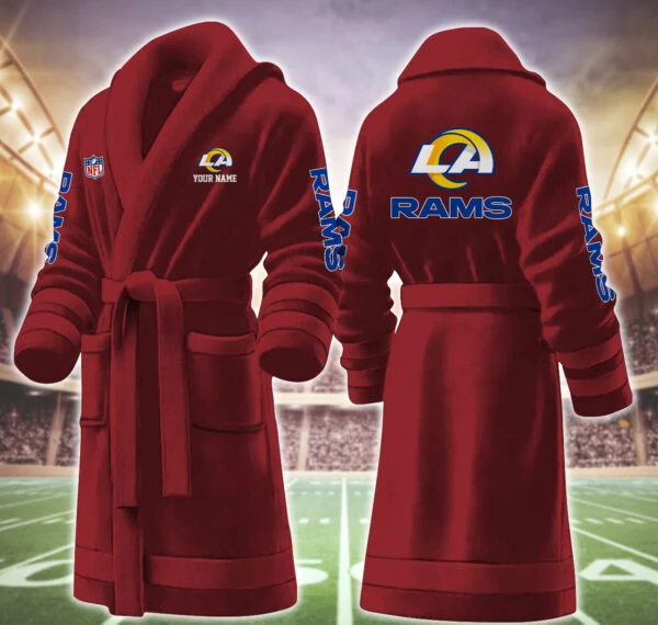 Limited Edition – Customized NFL Los Angeles Rams Multicolor Fleece Bathrobe - Image 7