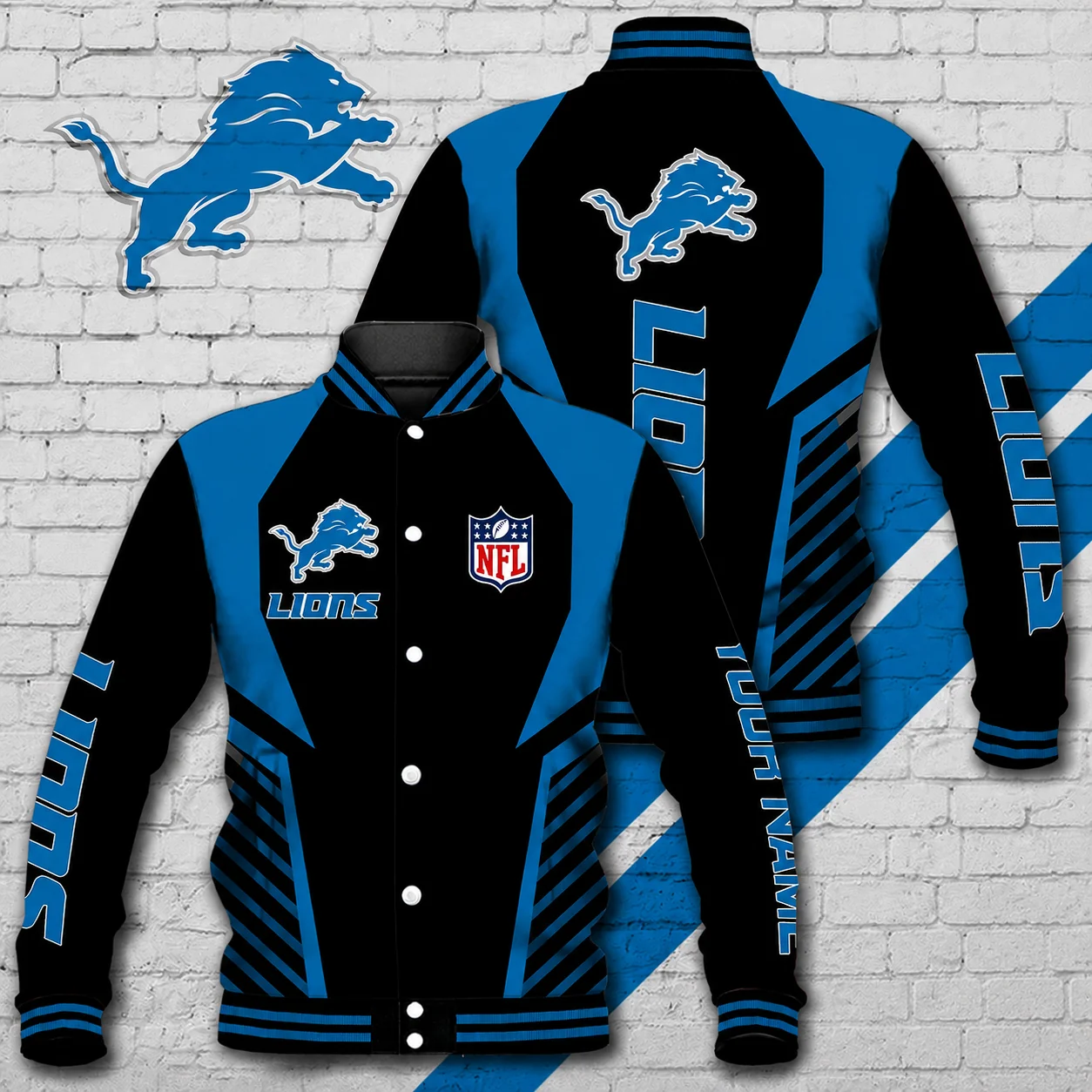 Limited Edition – Customized NFL Detroit Lions Satin Varsity & Baseball Jacket