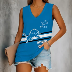 Limited Edition – Customized NFL Detroit Lions Women’s V-Neck Tank Top