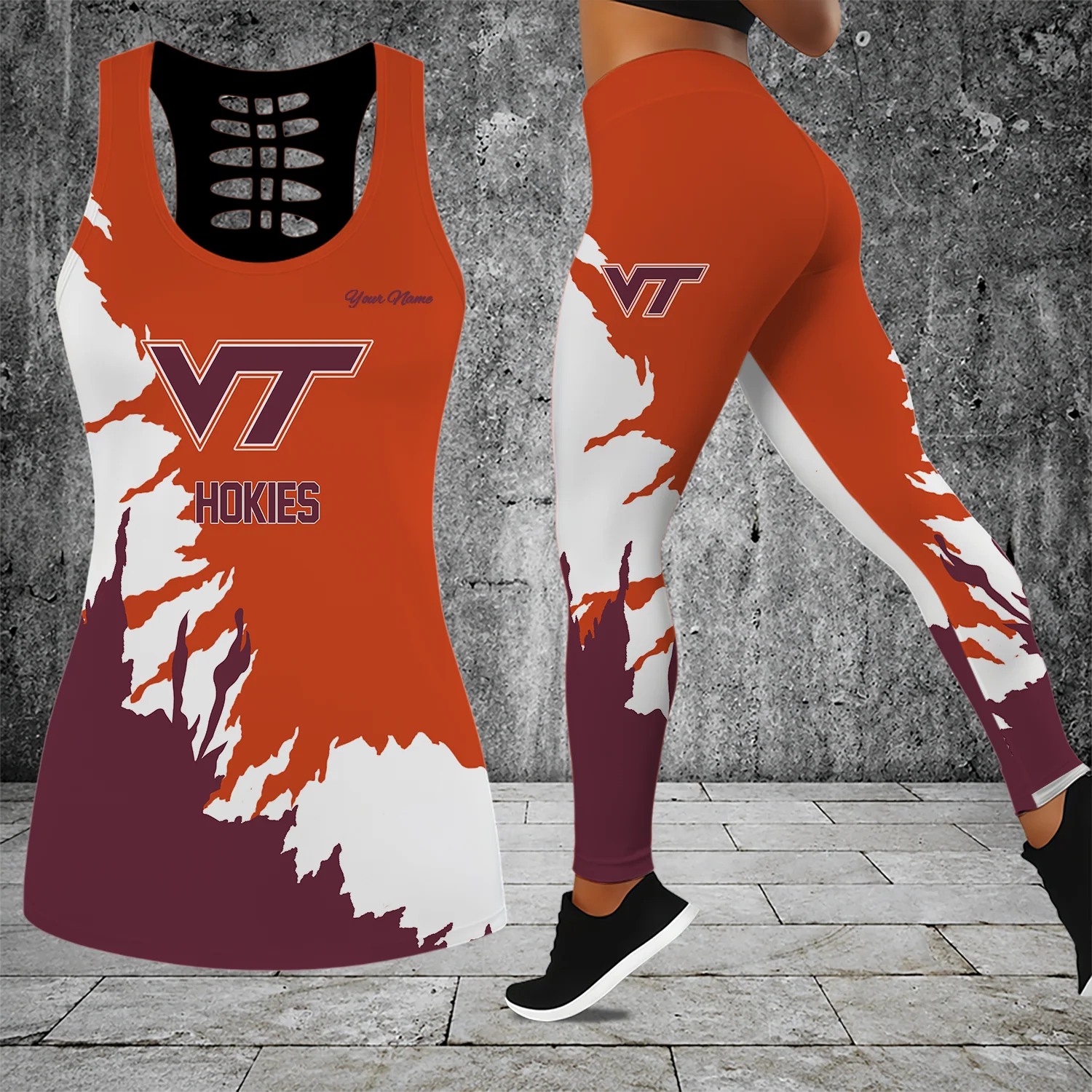 Limited Edition – Customized NCAA Virginia Tech Hokies Hollow Tank Top & Leggings Set