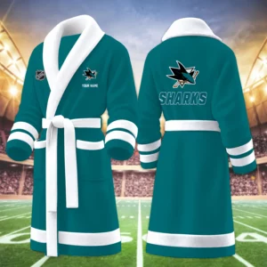 Limited Edition – Customized NHL San Jose Sharks Multicolor Fleece Bathrobe