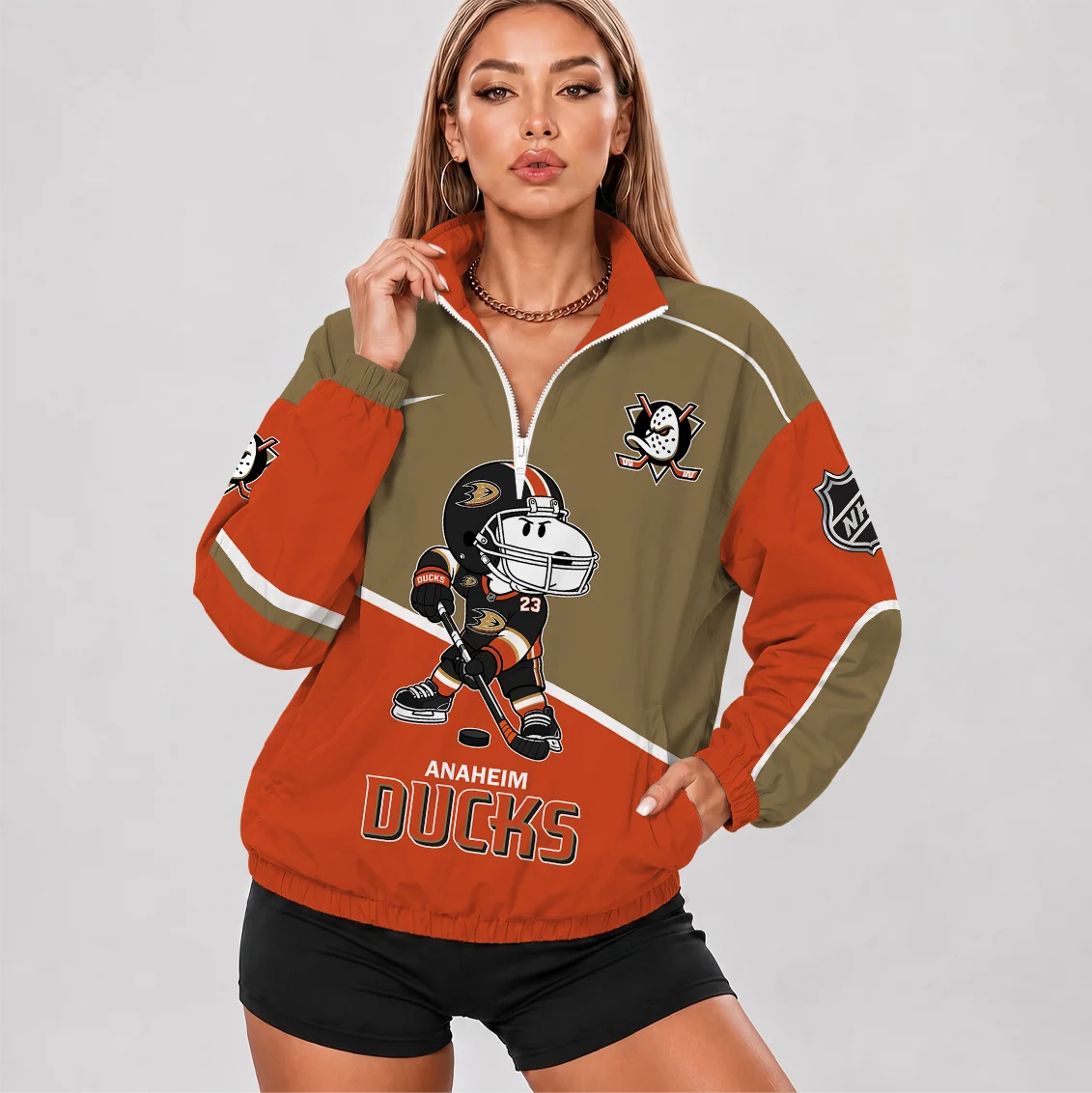 Limited Edition – Customized NHL Anaheim Ducks V-Neck Zipper Sweatshirt Jacket