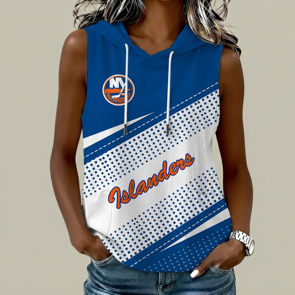 Limited Edition – Customized NHL New York Islanders Women’s Sleeveless Hooded Pocket Tank Top
