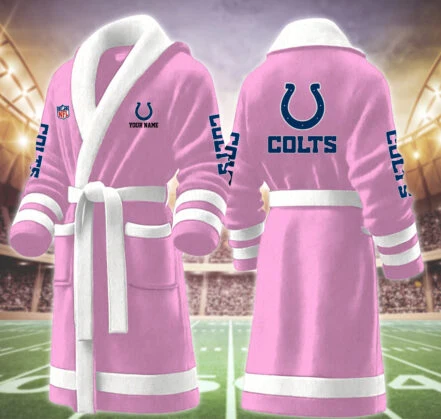 Limited Edition – Customized NFL Indianapolis Colts Multicolor Fleece Bathrobe - Image 6