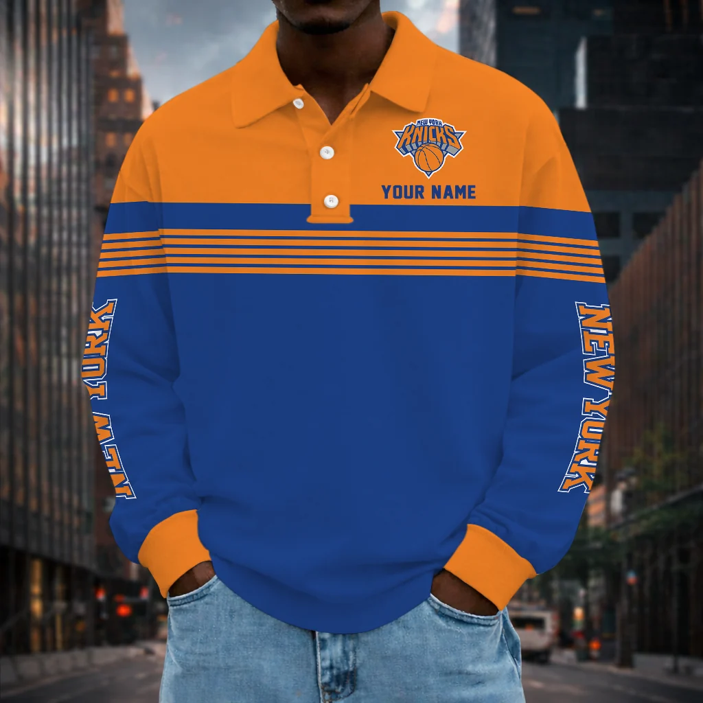 Limited Edition – Customized NBA New York Knicks Men Long Sleeve Polo Shirt