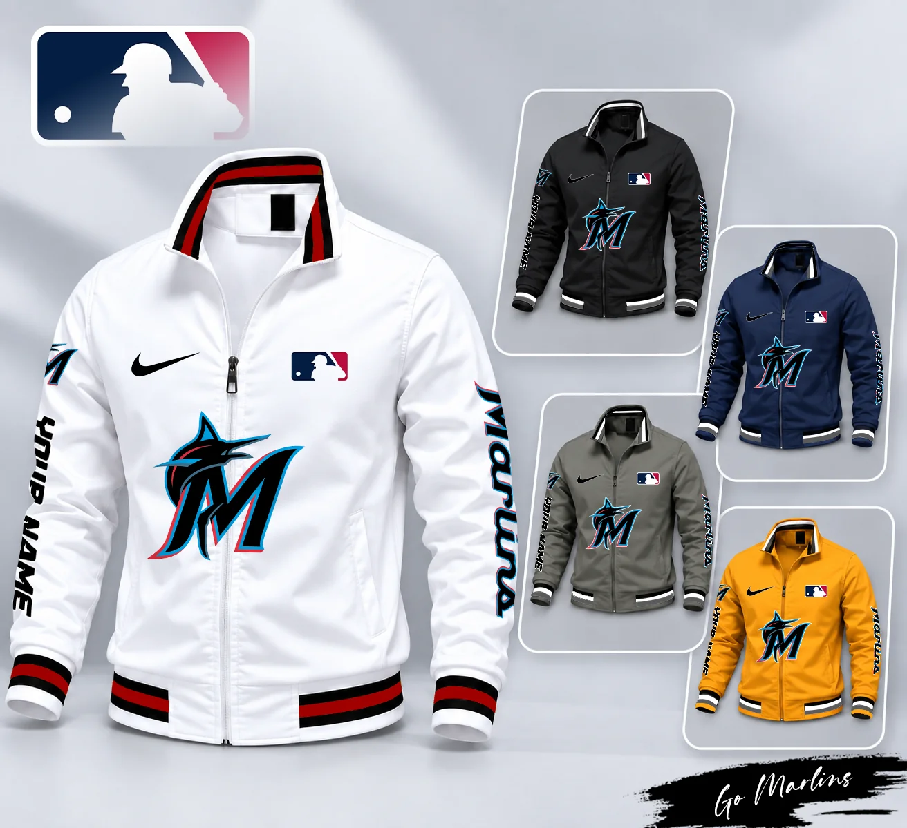 Limited Edition – Customized MLB Miami Marlins Multicolor Men’s Casual Jacket