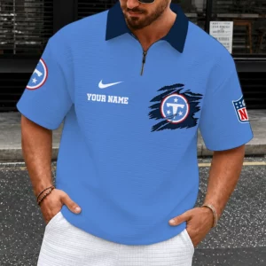 Limited Edition – Customized NFL Tennessee Titans Quarter-Zip Polo Shirt