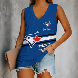 Limited Edition – Customized MLB Toronto Blue Jays Women’s V-Neck Tank Top