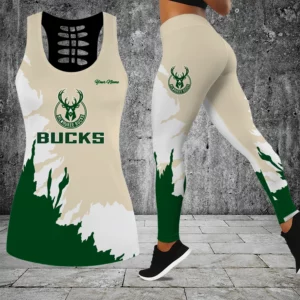 Limited Edition – Customized NBA Milwaukee Bucks Hollow Tank Top & Leggings Set