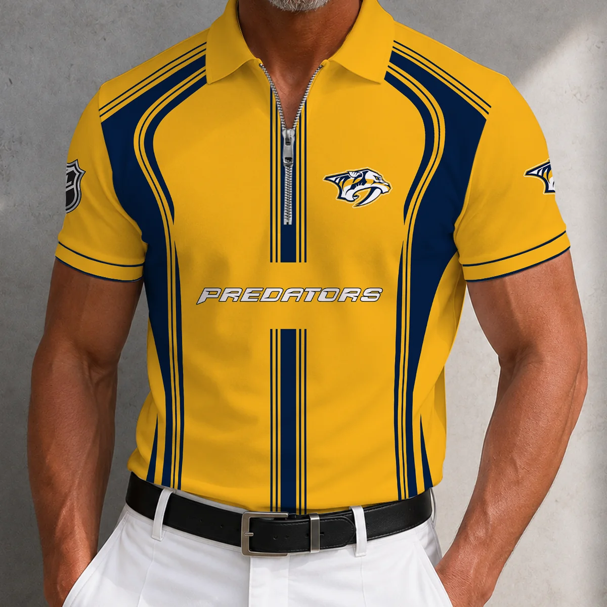 Limited Edition – Customized NHL Nashville Predators Zipper Polo Shirt