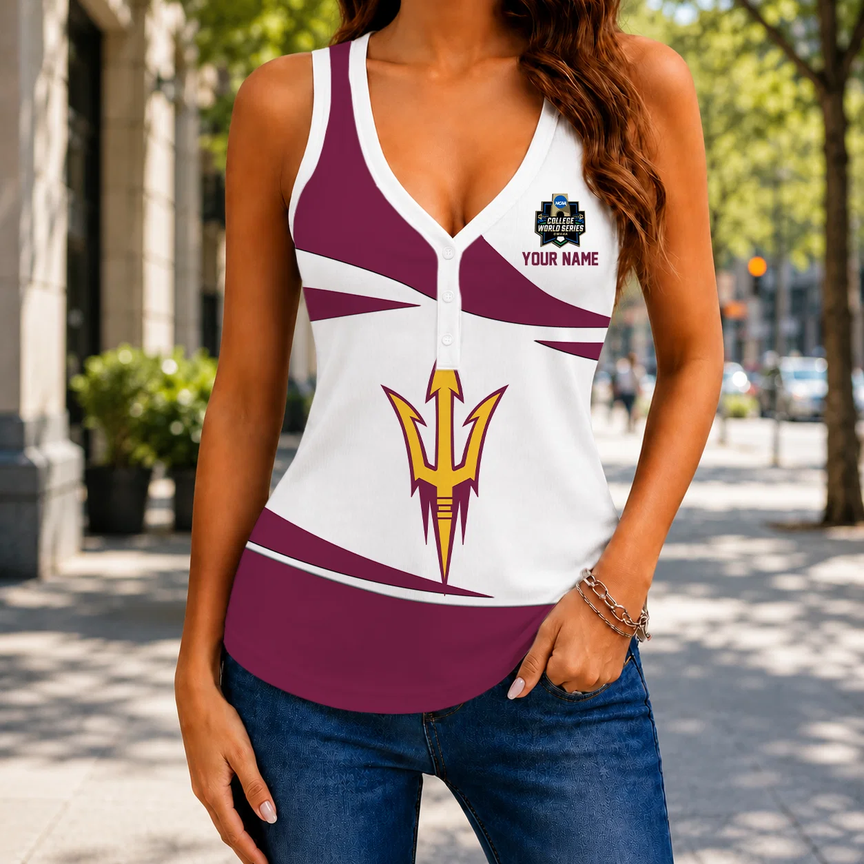 Limited Edition – Customized NCAA Arizona State Sun Devils Women’s V-Neck Tank Top