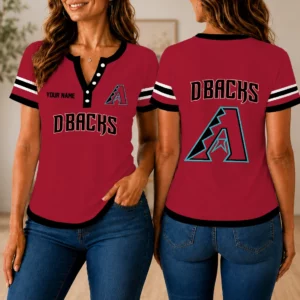 Limited Edition – Customized MLB Arizona Diamondbacks Women’s Short Sleeve Henley T-Shirt