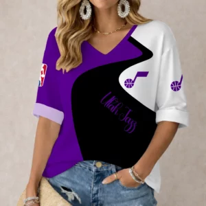 Limited Edition – Customized NBA Utah Jazz Women’s V-Neck Long Sleeve Shirt
