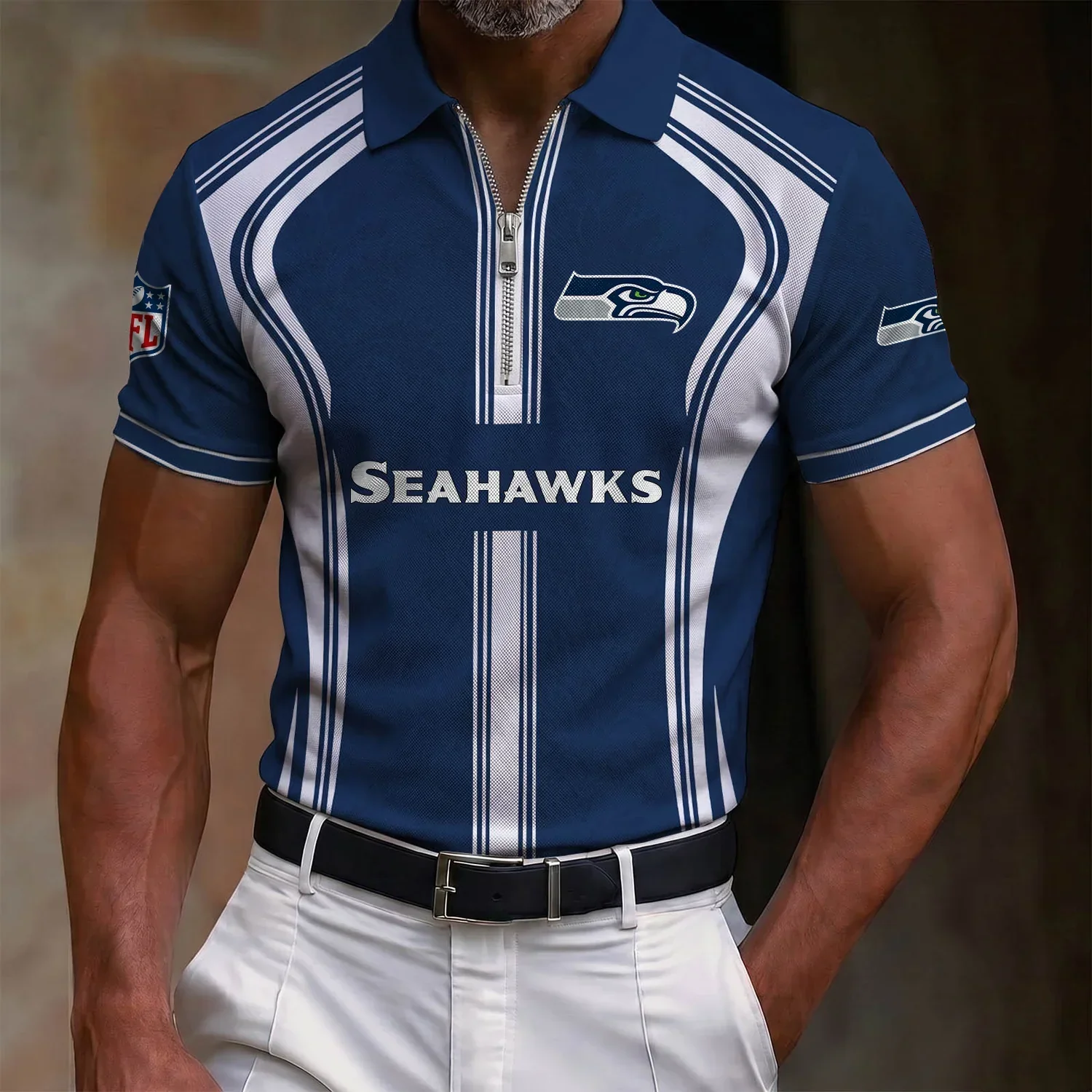 Limited Edition – Customized NFL Seattle Seahawks Zip Polo Shirt