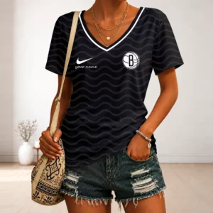 Limited Edition – Customized NBA Brooklyn Nets V-Neck Female Shirt