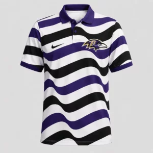 Limited Edition – Customized NFL Baltimore Ravens Striped Polo Shirt