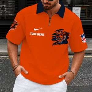 Limited Edition – Customized NFL Chicago Bears Quarter-Zip Polo Shirt