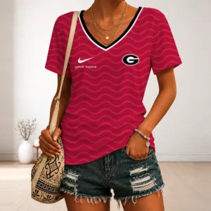 Limited Edition – Customized NCAA Georgia Bulldogs V-Neck Female Shirt