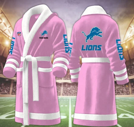 Limited Edition – Customized NFL Detroit Lions Multicolor Fleece Bathrobe - Image 6