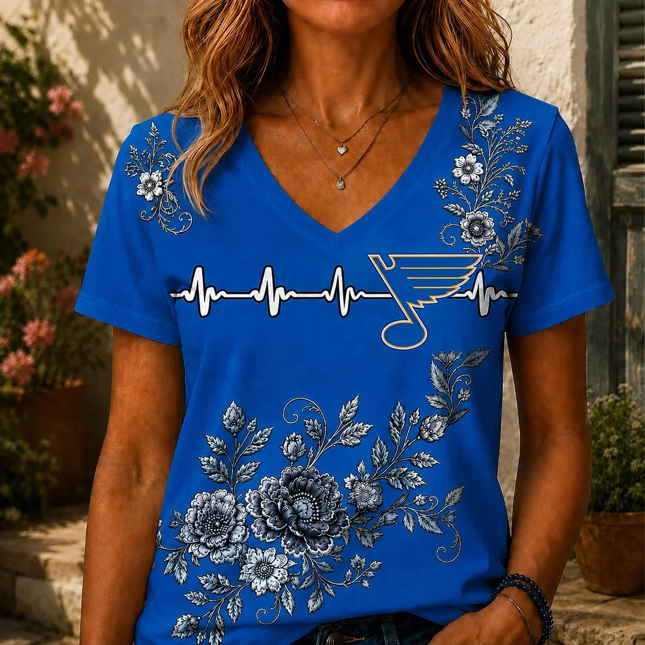 Limited Edition – Customized NHL St. Louis Blues V-Neck Female Shirt