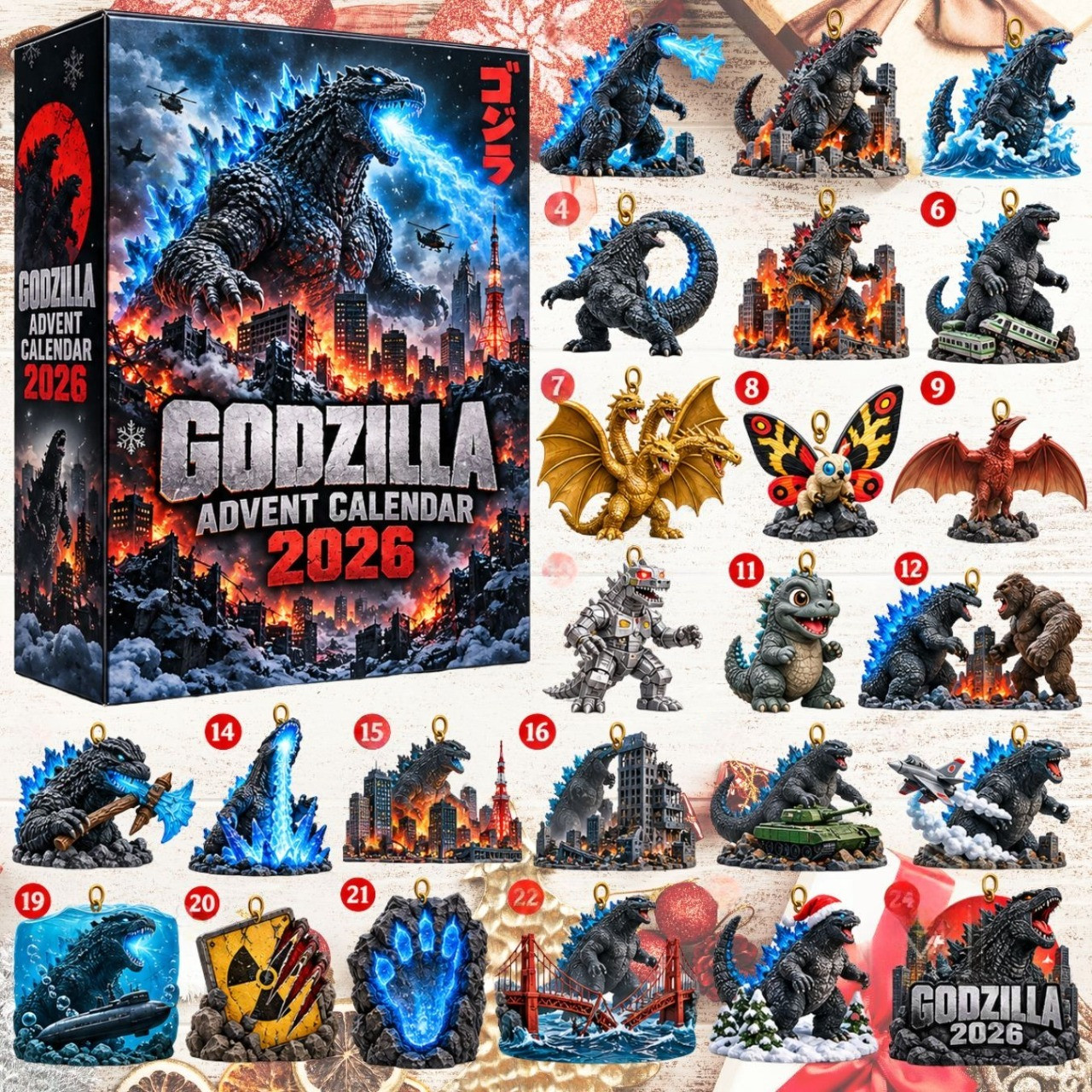 Godzilla Advent Calendar 2026 24 Days Christmas Countdown Blind Box Gift For Him