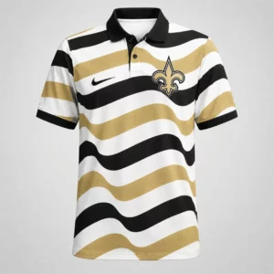 Limited Edition – Customized NFL New Orleans Saints Striped Polo Shirt
