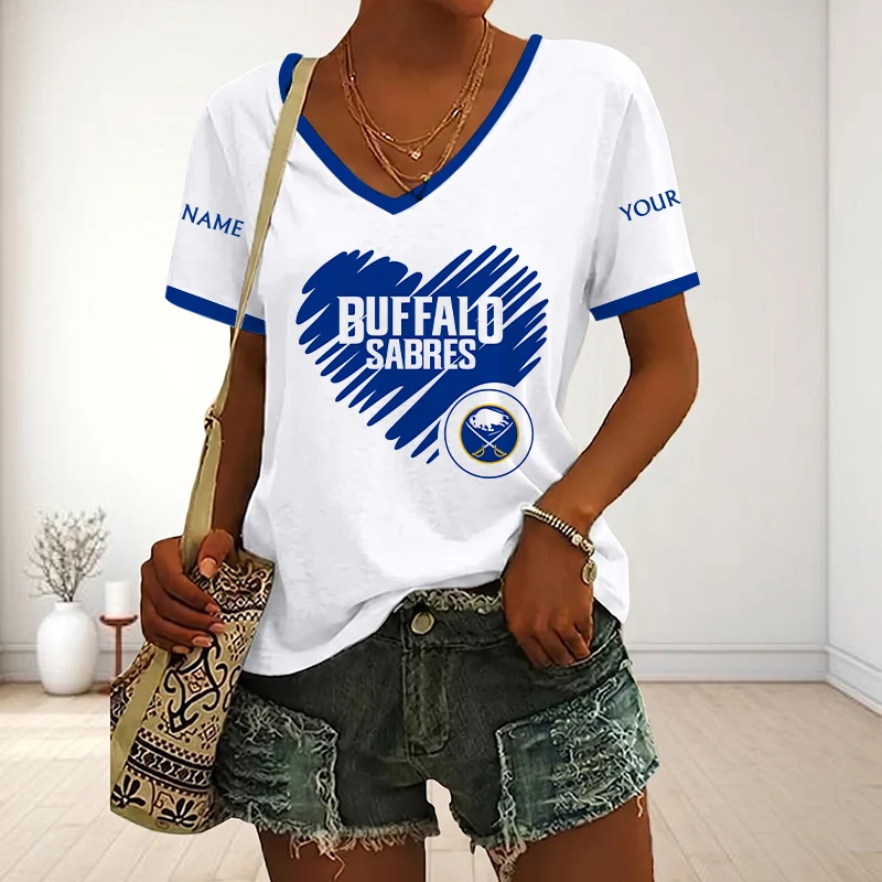 Limited Edition – Customized NHL Buffalo Sabres V-Neck Female Shirt