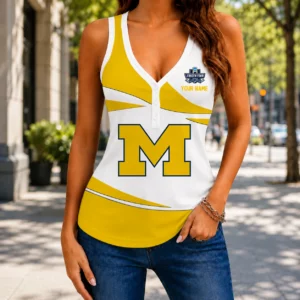 Limited Edition – Customized NCAA Michigan Wolverines Women’s V-Neck Tank Top