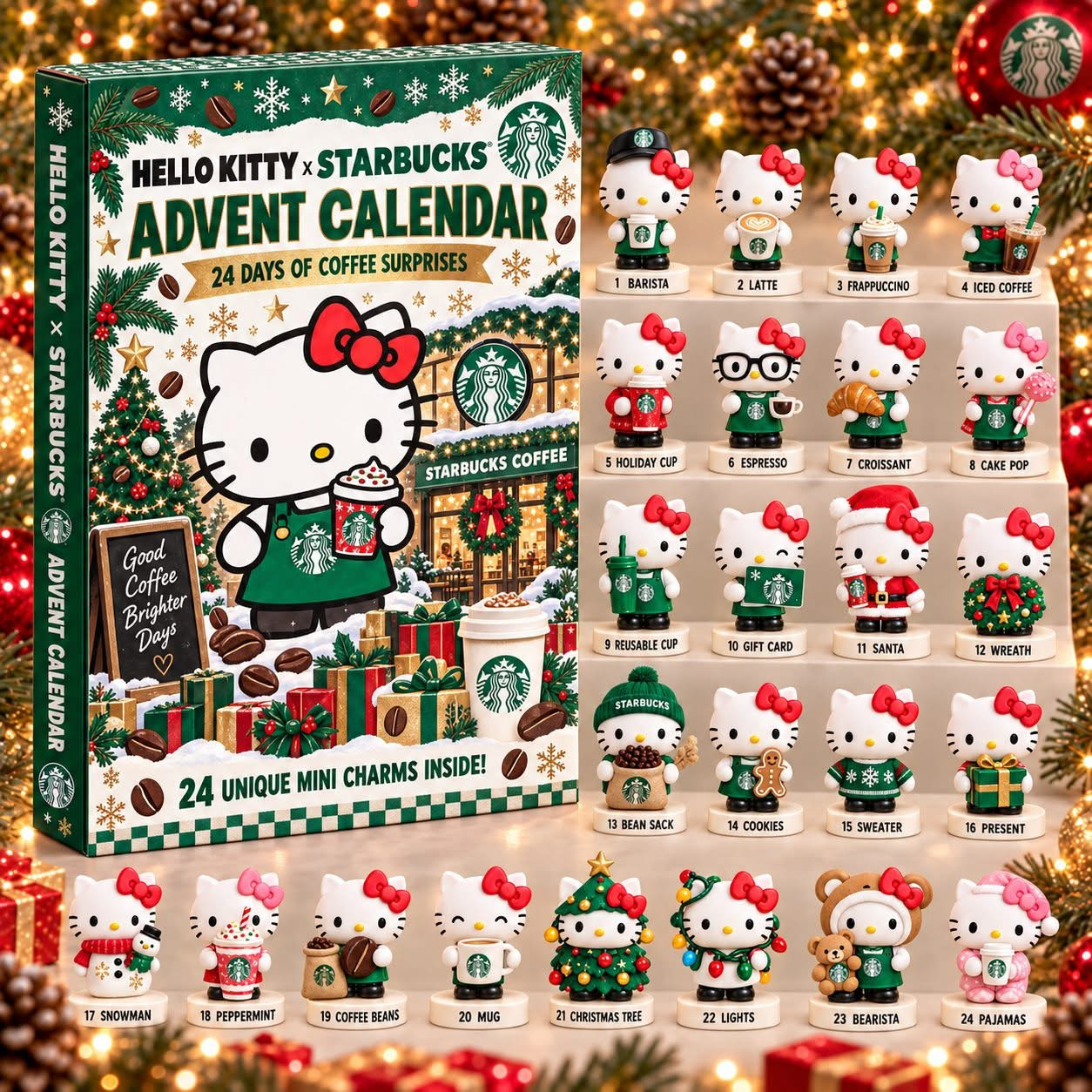 Hello Kitty x Starbucks Advent Calendar 2026 Hello Kitty Christmas Calendar Cute Gift