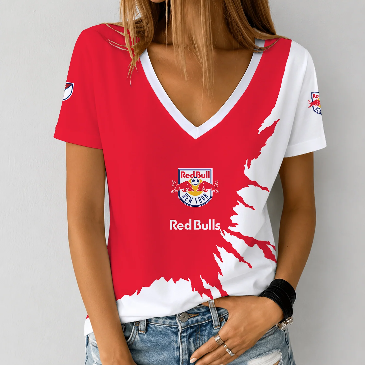 Limited Edition – Customized MLS New York Red Bulls V-Neck Female Shirt
