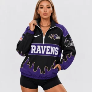 Limited Edition – Customized NFL Baltimore Ravens V-Neck Zipper Sweatshirt Jacket