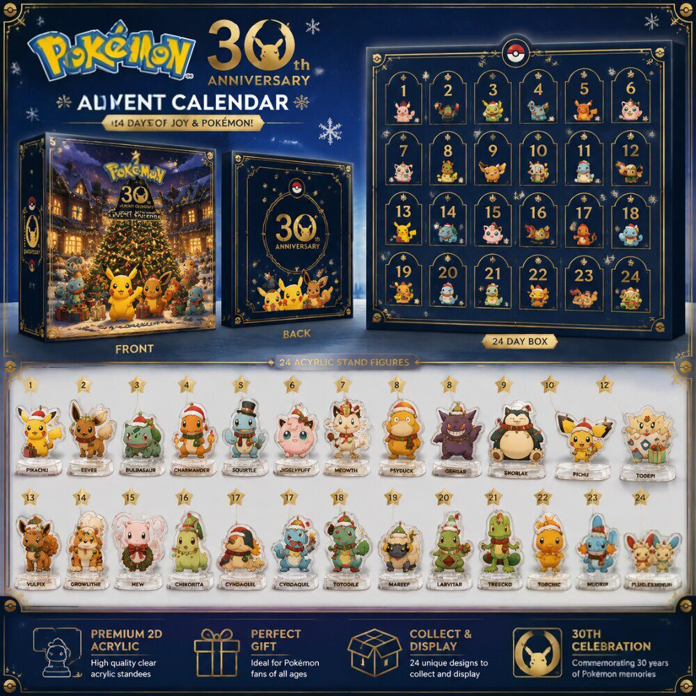 Pokemon 30th Anniversary Advent Calendar Christmas Eve Countdown Xmas Gifts Ideas